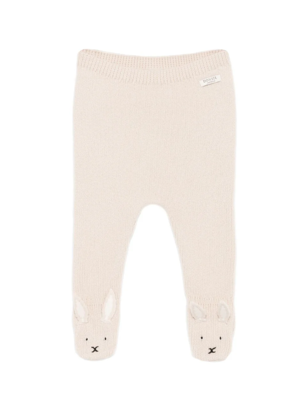 Pantaloni per neonata Donsje beige con applicazione orecchie coniglio