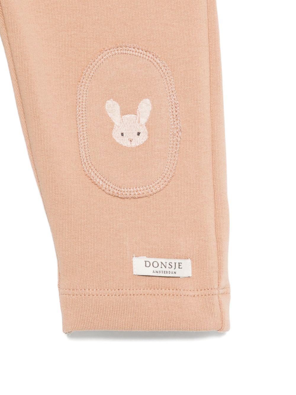 Pantaloni per neonata Donsje beige con toppa coniglio - Image 3