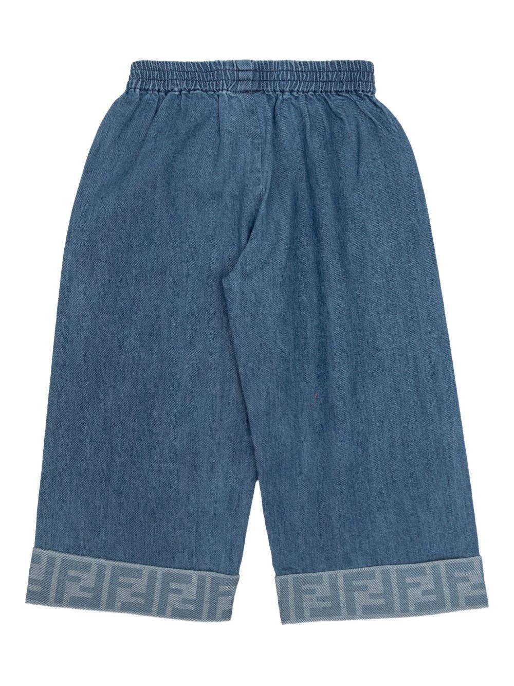 Pantaloni per neonata Fendi Kids in denim con elastico in vita - Image 3