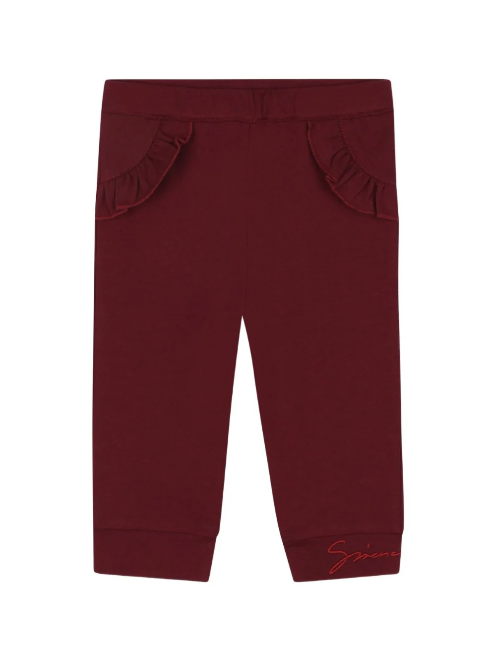 Pantaloni per neonata Givenchy Kids rossi con tasche con ruches