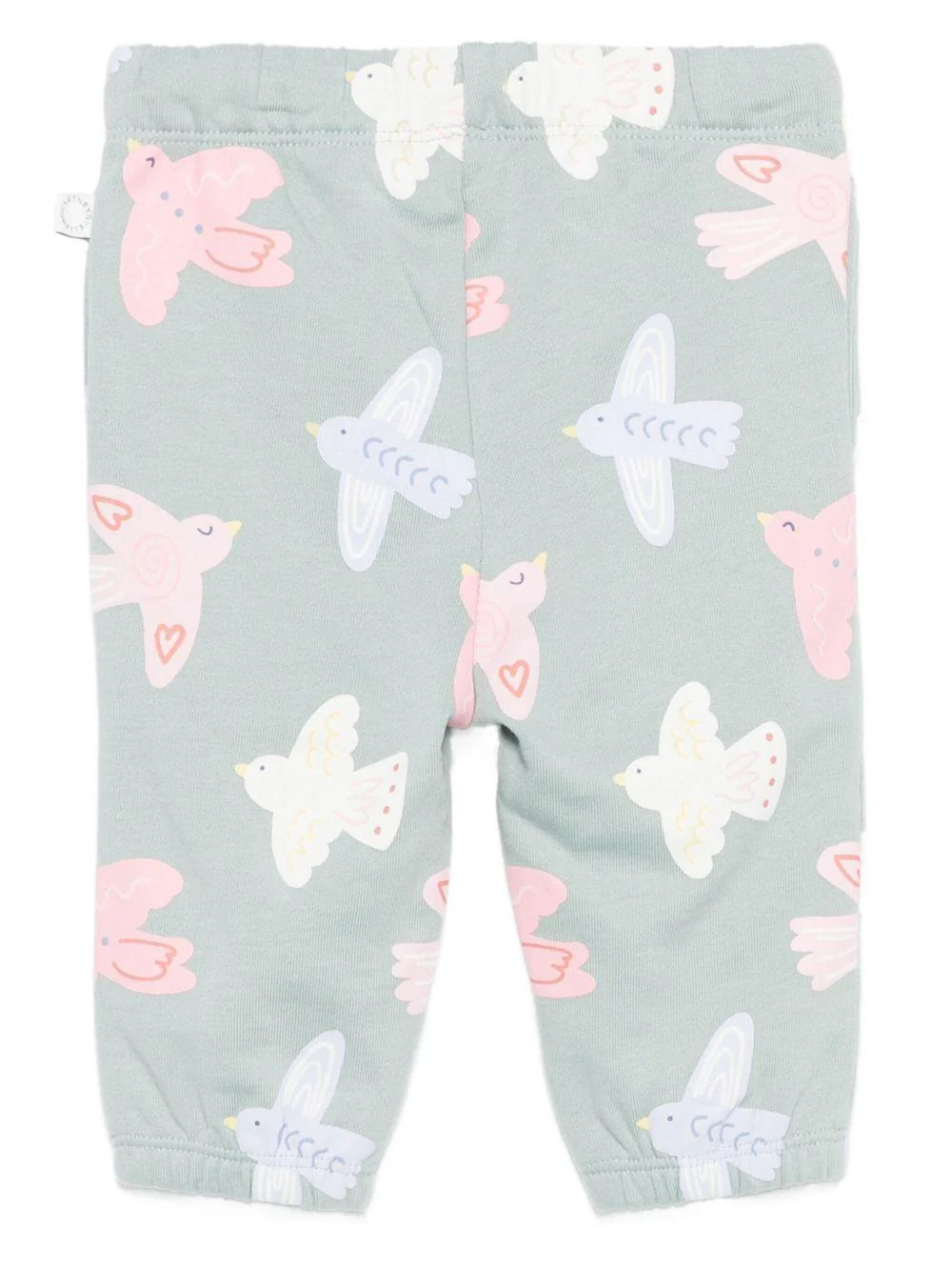 Pantaloni per neonata Stella McCartney Kids verde con coulisse e stampa di uccelli - Image 3