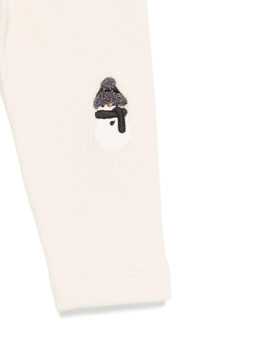 Pantaloni per neonati Donsje beige con pupazzo di neve ricamato - Image 3