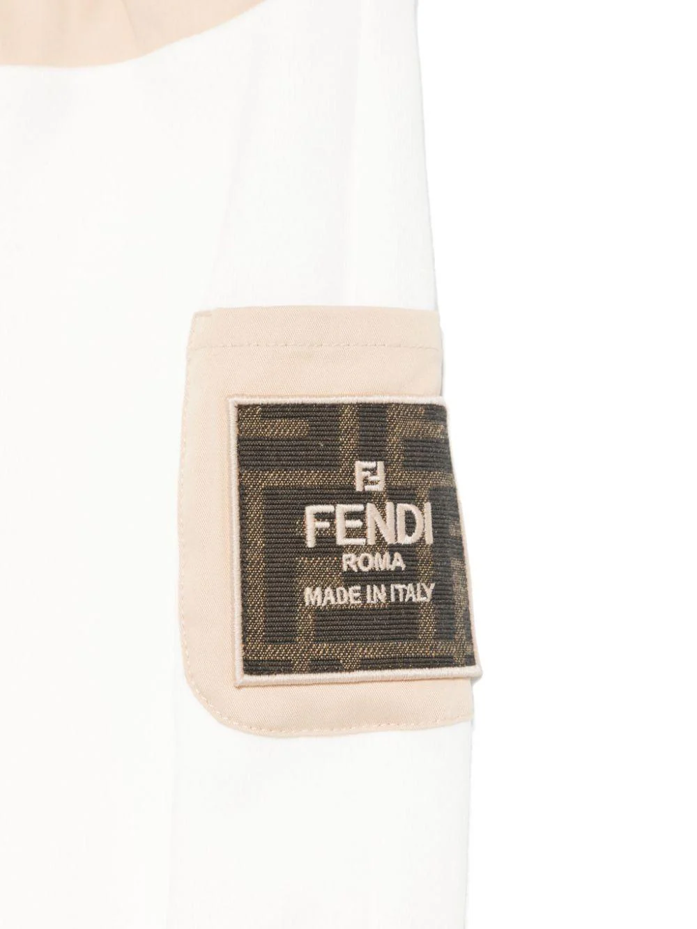 Pantaloni per neonati Fendi Kids bianco con tasca con logo sulla gamba - Image 3