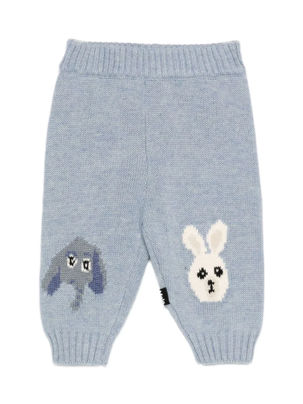Pantaloni per neonati Molo azzurri con motivo cane e coniglio