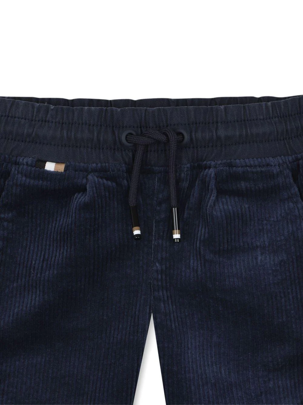 Pantaloni per neonato Boss Kidswear blu a coste con vita elasticizzata - Image 3