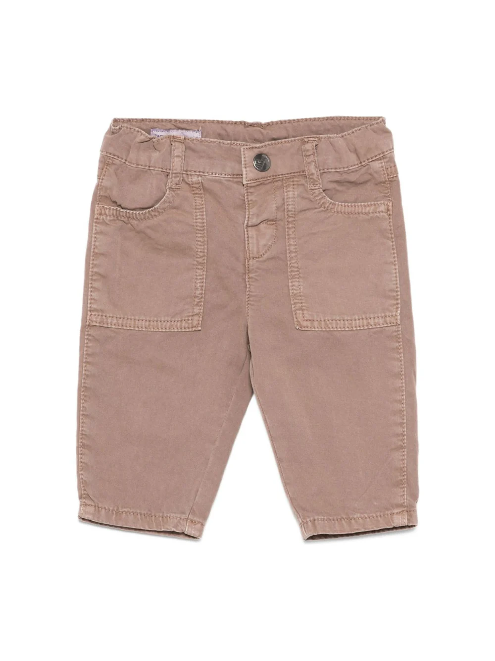 Pantaloni per neonato Emporio Armani Kids marroni con tasche applicate