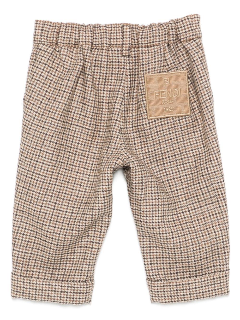 Pantaloni per neonato Fendi Kids beige con motivo a quadri - Image 2