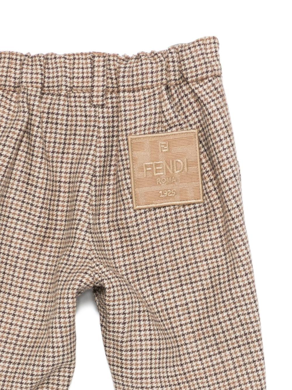 Pantaloni per neonato Fendi Kids beige con motivo a quadri - Image 3