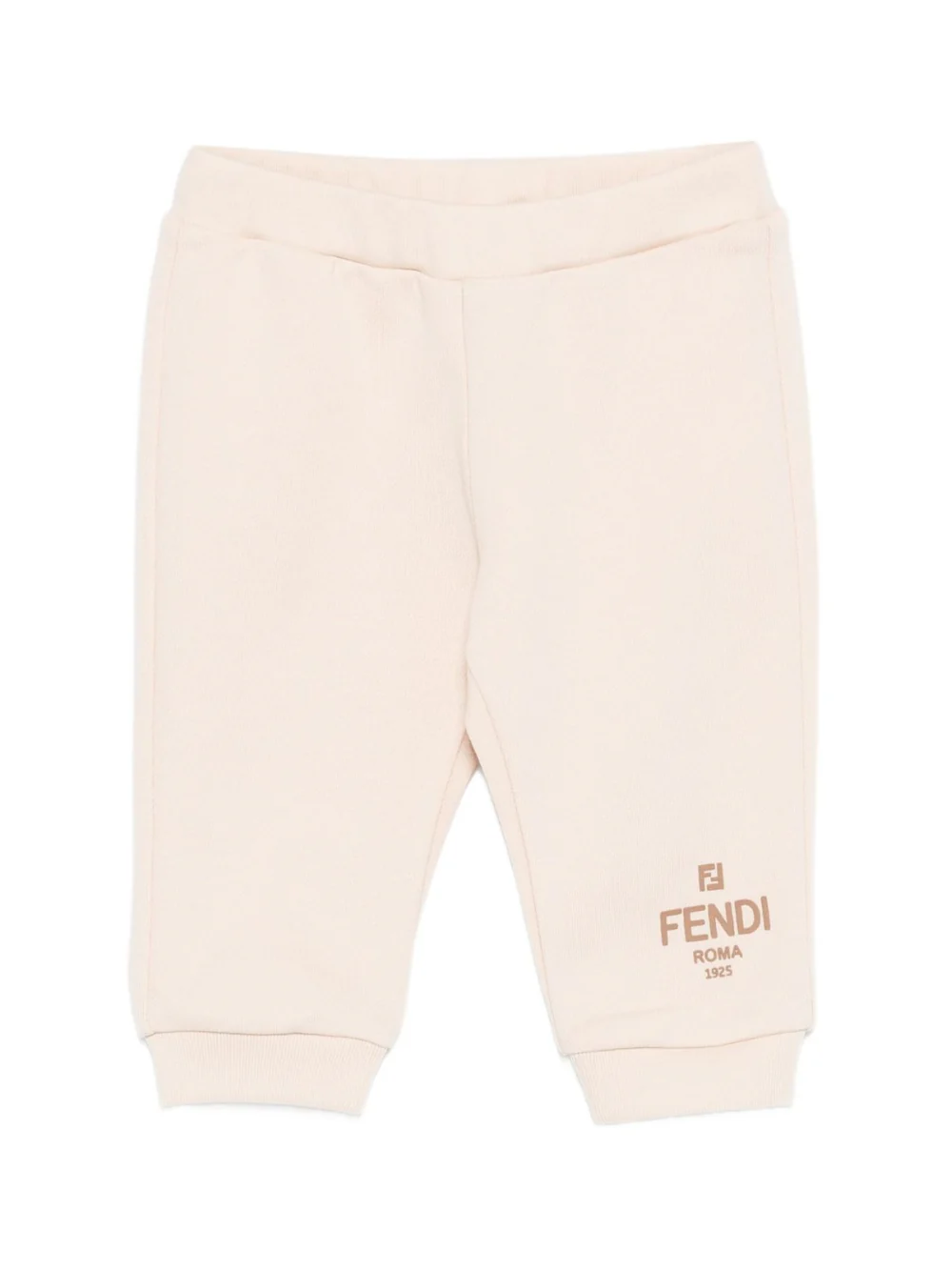 Pantaloni per neonato Fendi Kids beige con ricamo con logo
