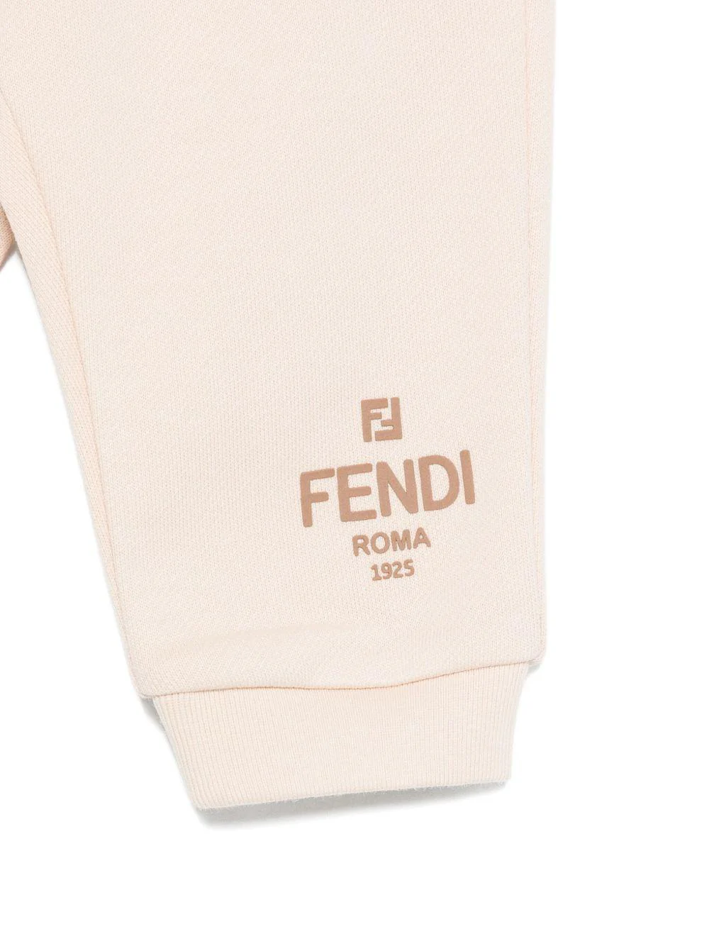 Pantaloni per neonato Fendi Kids beige con ricamo con logo - Image 2