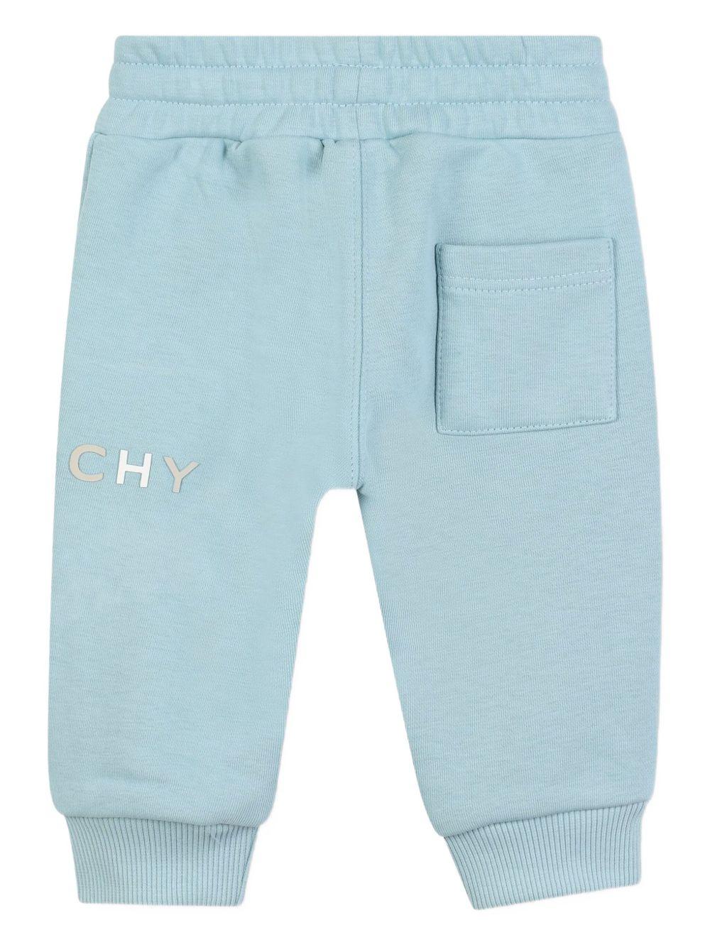 Pantaloni per neonato Givenchy Kids azzurri con stampa del logo - Image 2