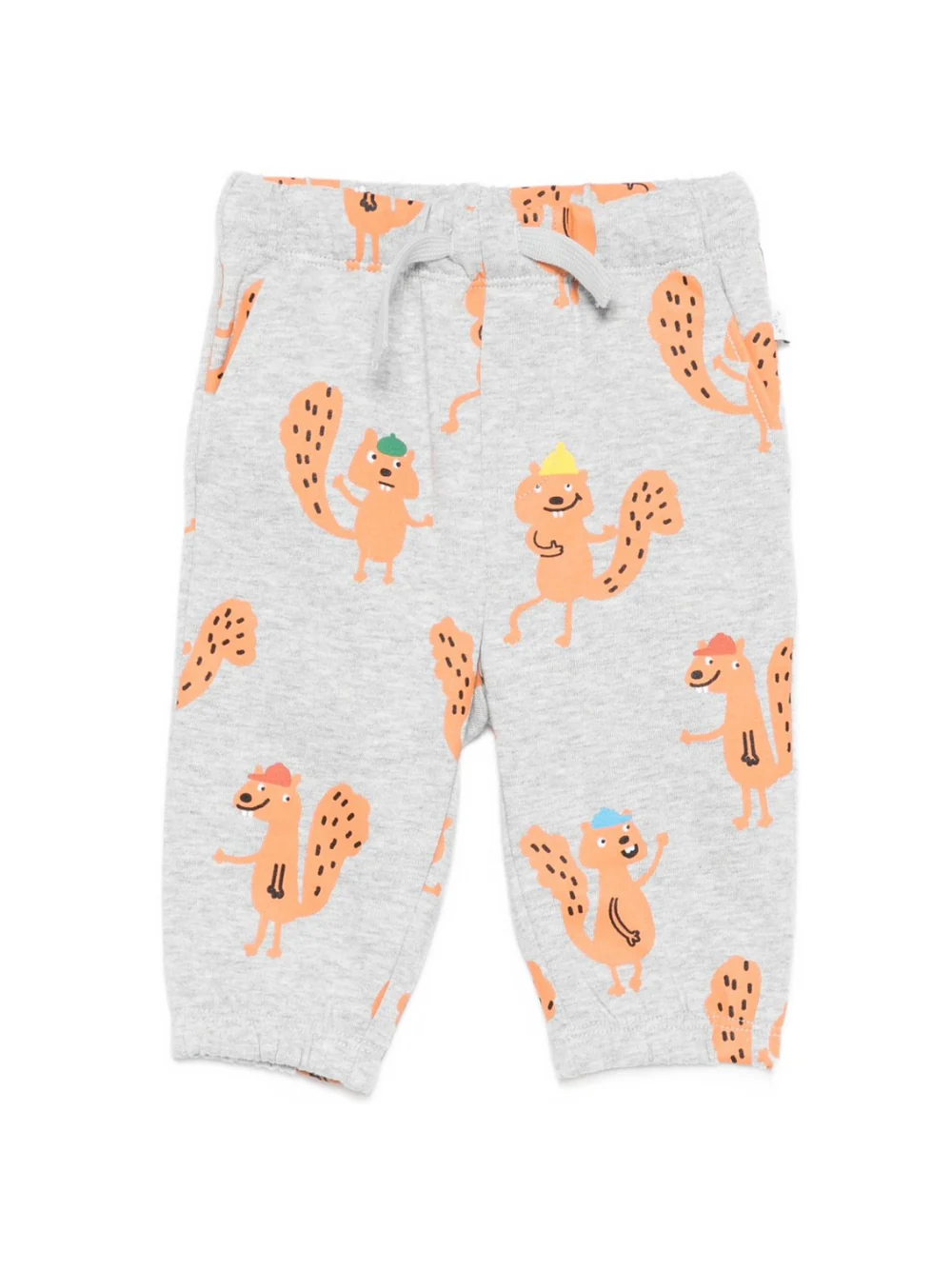 Pantaloni per neonato Stella McCartney Kids grigio con coulisse e stampa scoiattolo