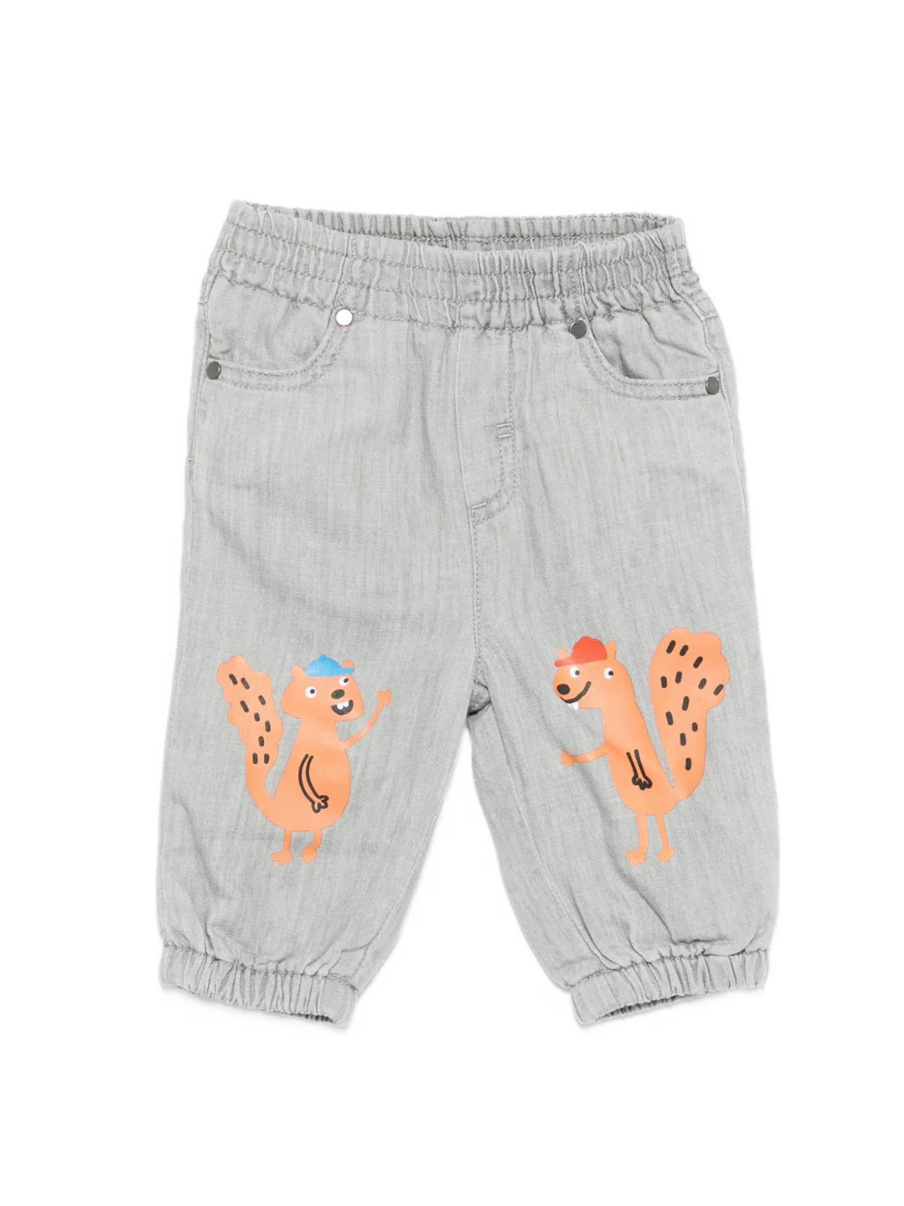 Pantaloni per neonato Stella McCartney Kids grigio con stampa scoiattolo