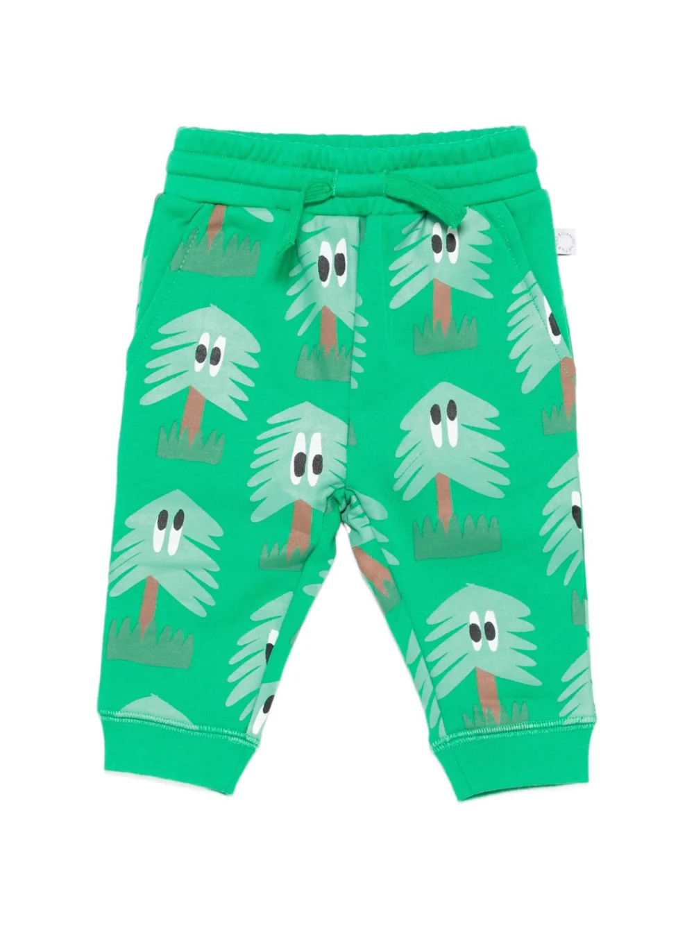 Pantaloni per neonato Stella McCartney Kids verde con coulisse e stampa