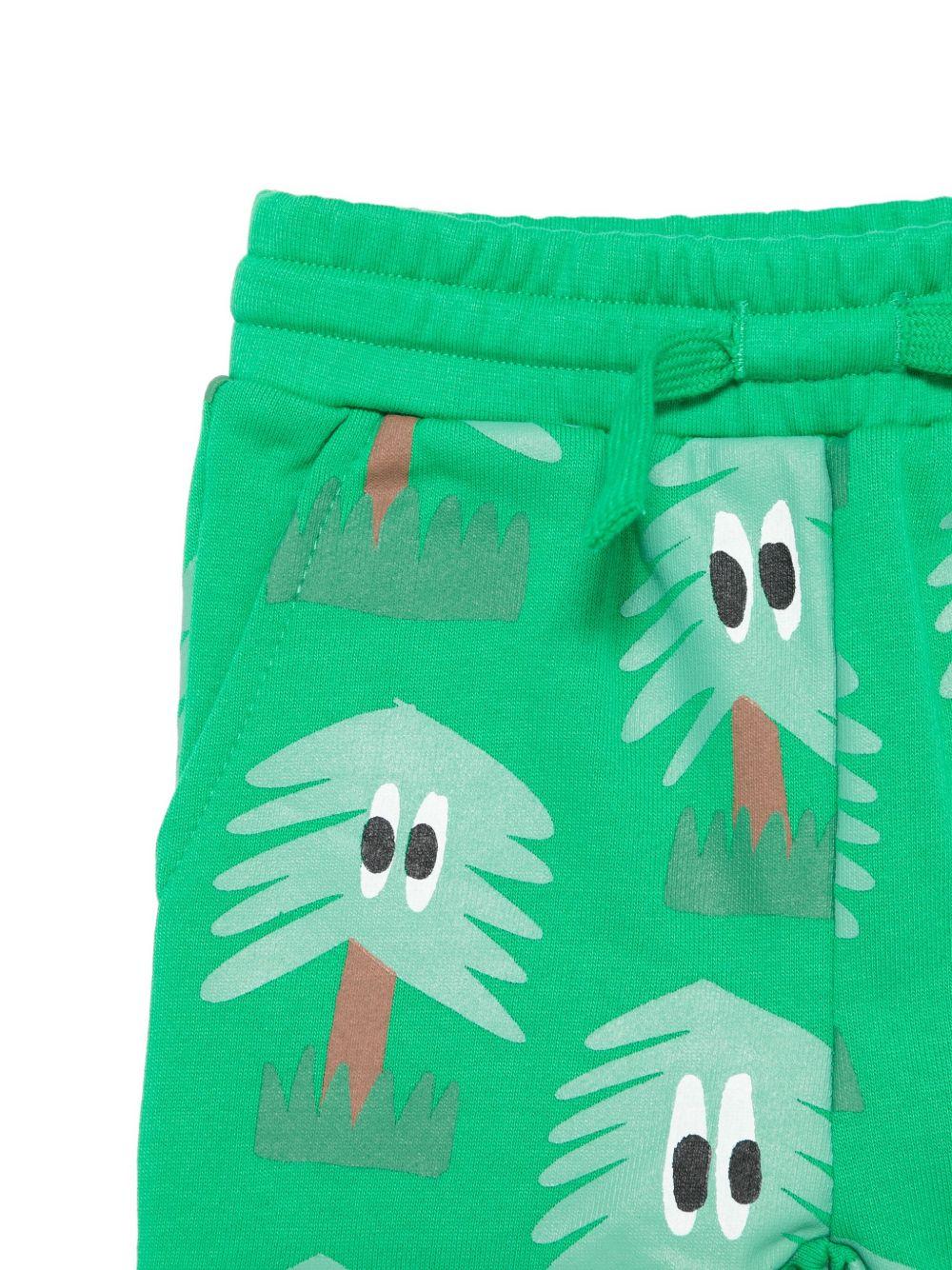 Pantaloni per neonato Stella McCartney Kids verde con coulisse e stampa - Image 3