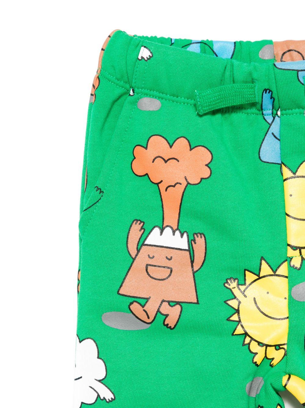 Pantaloni per neonato Stella McCartney Kids verde con stampa grafica - Image 2