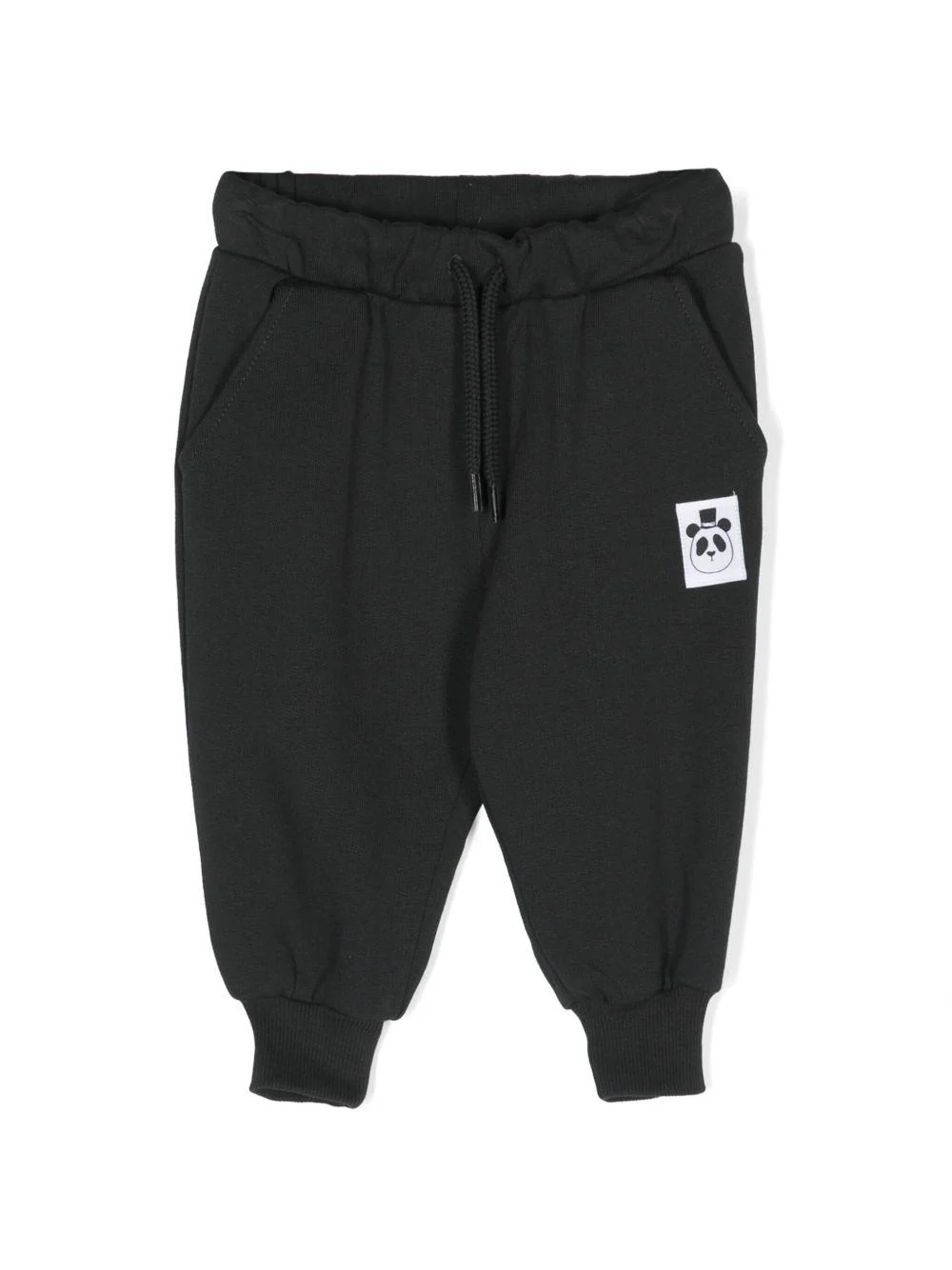 Pantaloni sportivi con applicazione logo per neonato Mini Rodini nero con calzini a coste