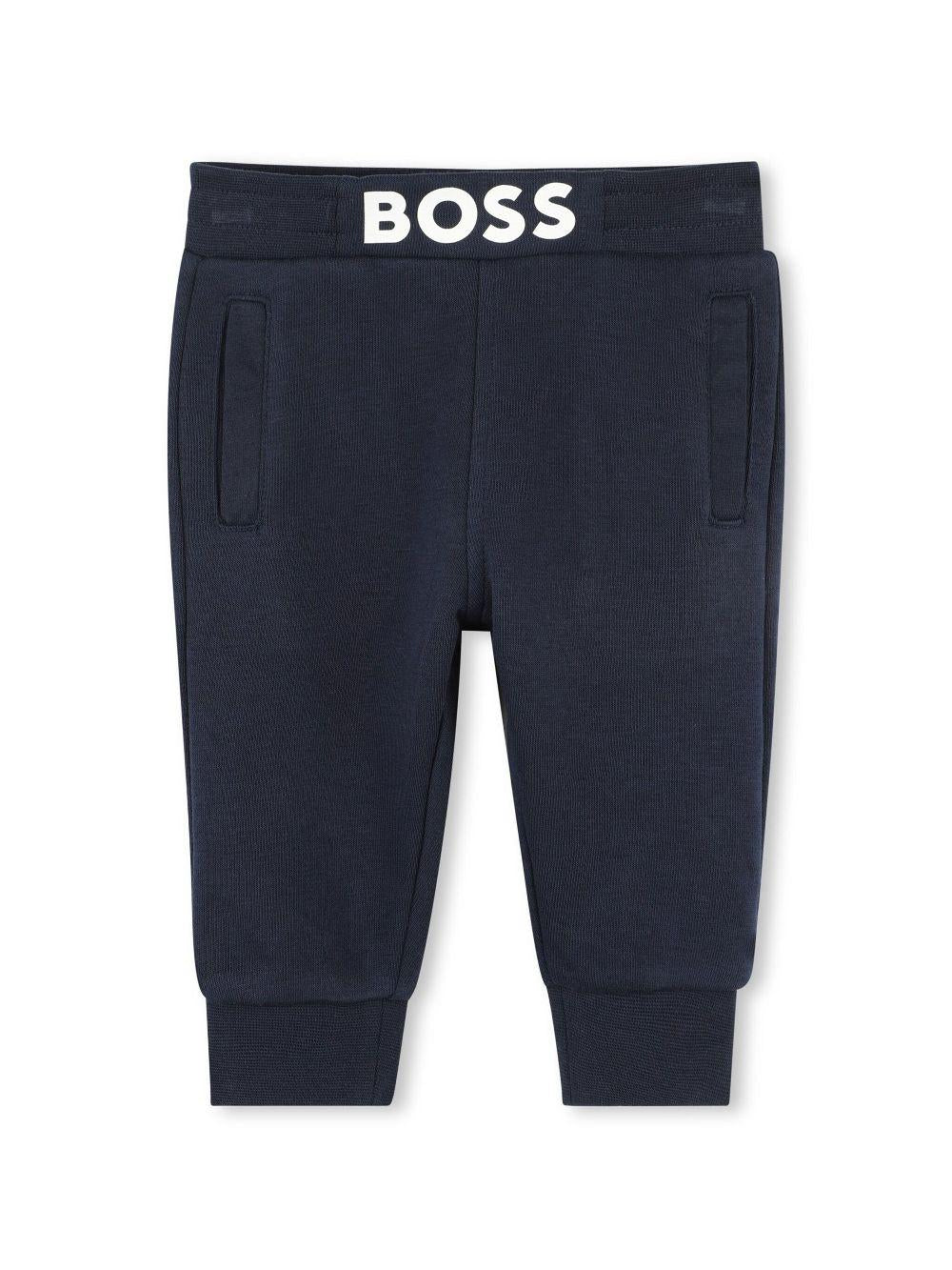 Pantaloni sportivi con stampa oer neonato BOSS Kidswear blu con taglio dritto
