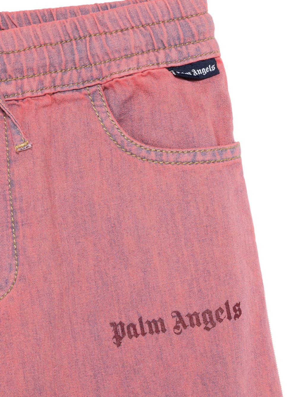 Pantaloni sportivi in chambray per bambina Palm Angels Kids rosa con due tasche laterali - Image 3