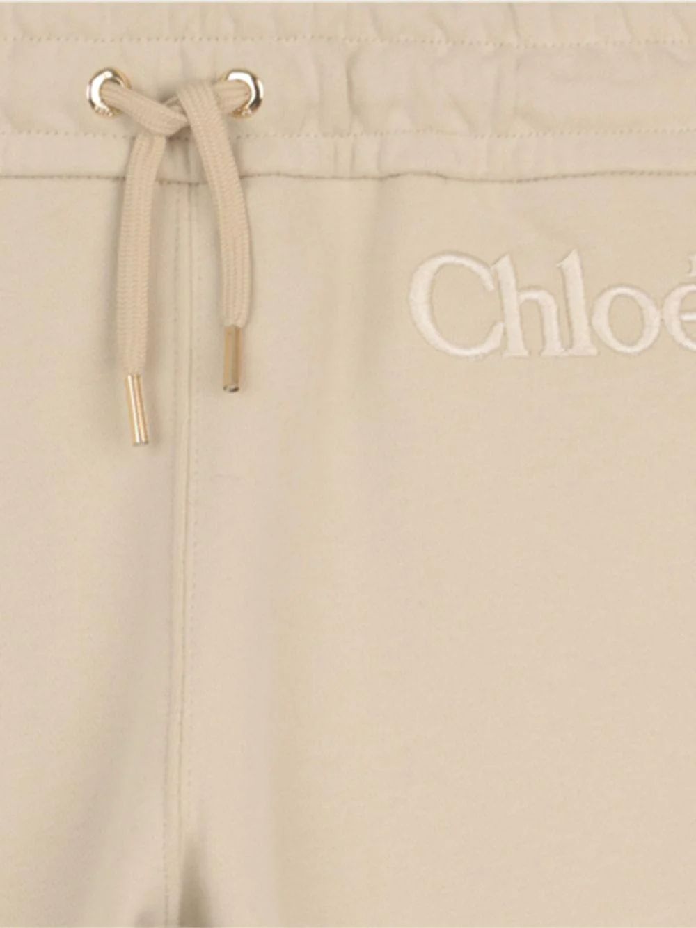 Pantaloni sportivi per bambina Chloé Kids beige con coulisse e logo - Image 3