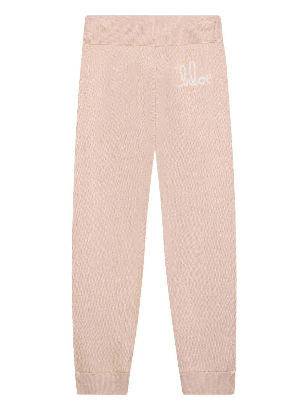 Pantaloni sportivi per bambina Chloé Kids beige con logo ricamato - Image 2