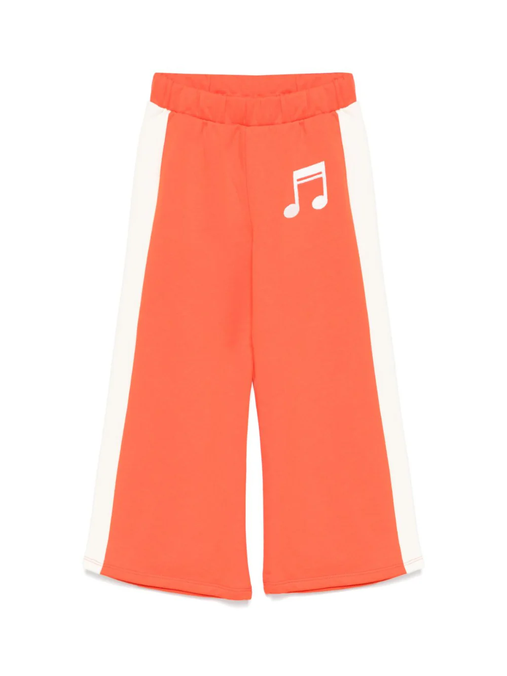 Pantaloni sportivi per bambina Mini Rodini Note rosso con dettaglio laterale a righe
