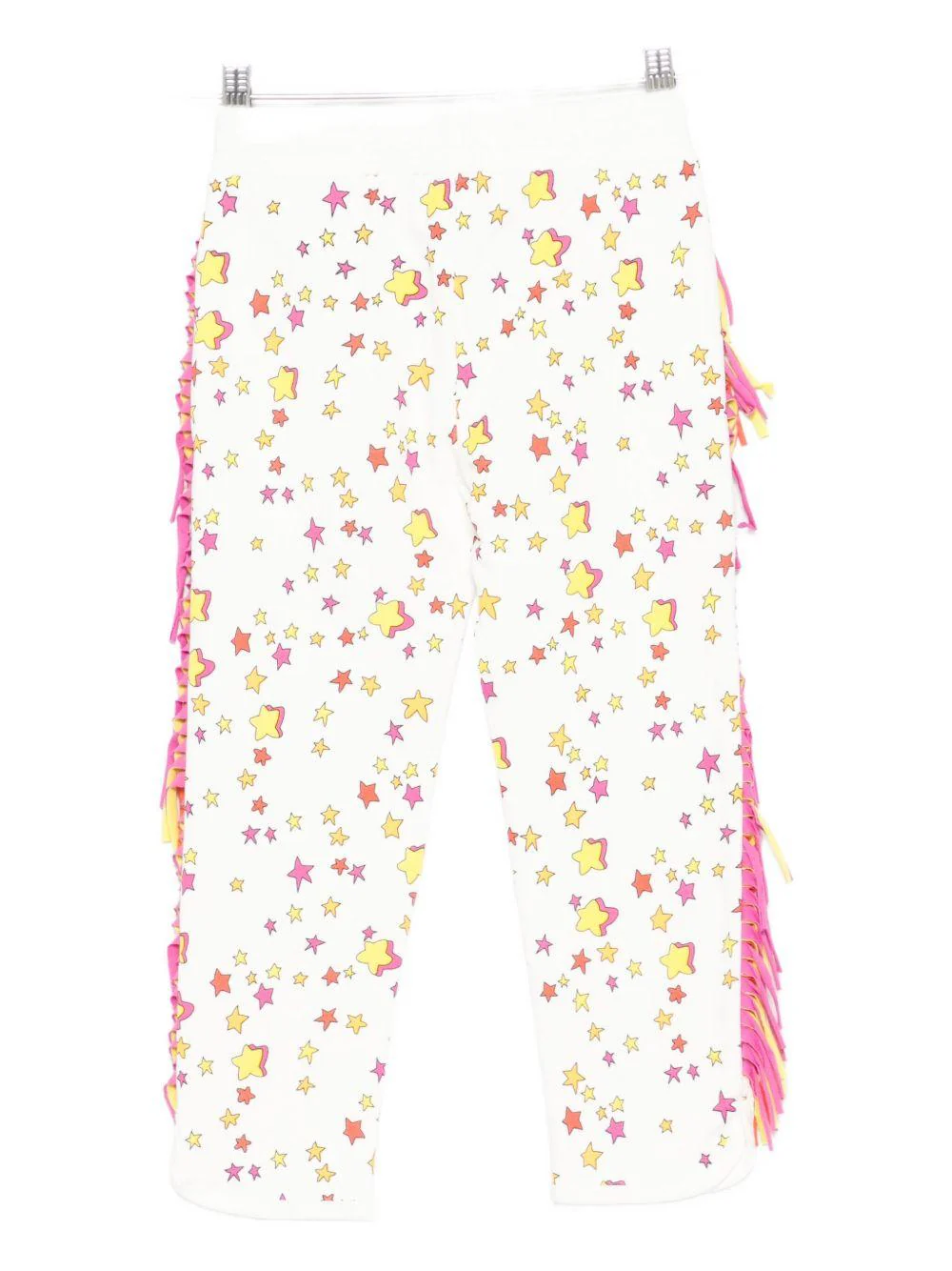 Pantaloni sportivi per bambina Stella McCartney Kids bianco con stampa stelle e frange - Image 2