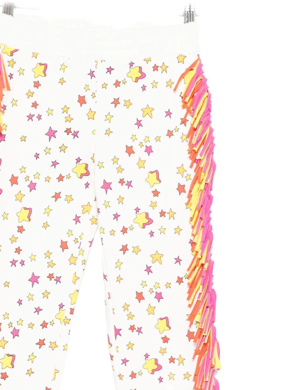 Pantaloni sportivi per bambina Stella McCartney Kids bianco con stampa stelle e frange - Image 3
