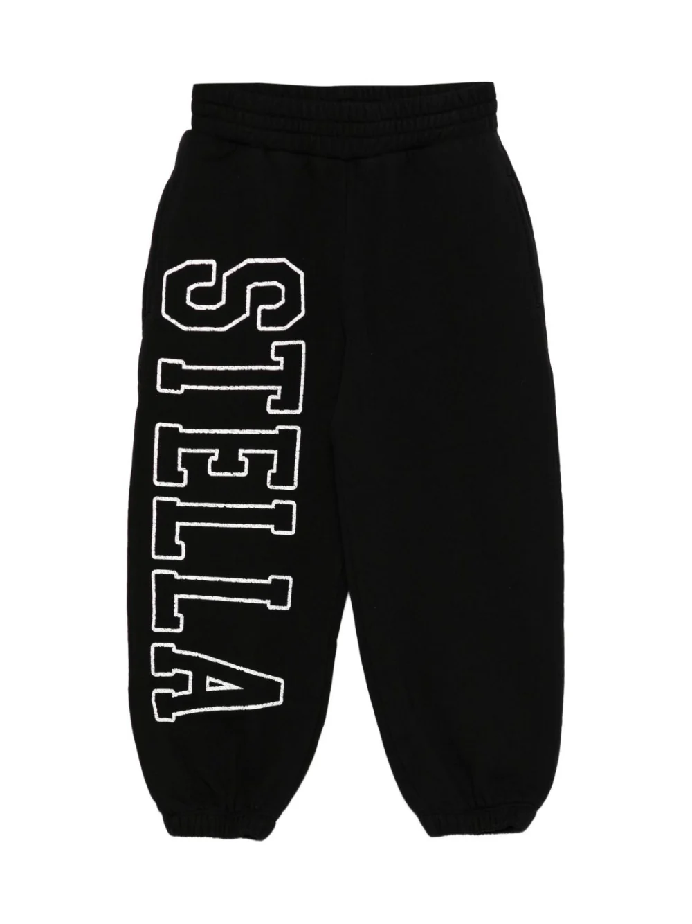 Pantaloni sportivi per bambina Stella McCartney Kids nero con stampa logo sulla gamba