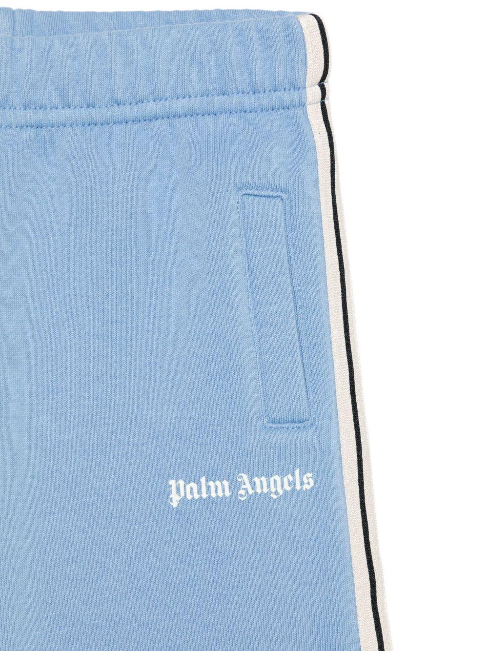 Pantaloni sportivi per bambino Palm Angels Kids azzurri con stampa con logo - Image 3