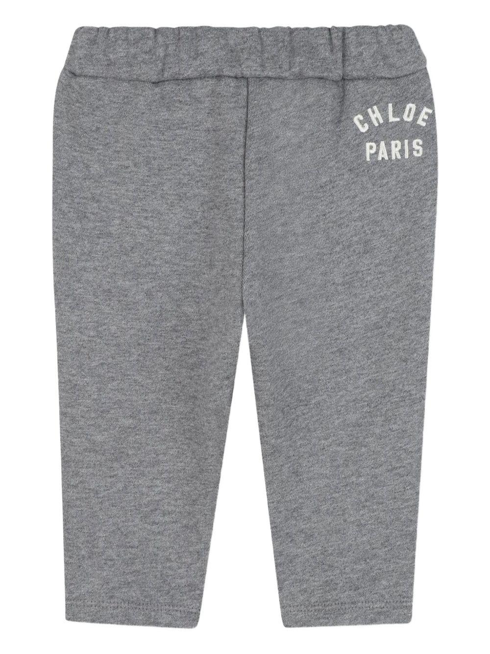 Pantaloni sportivi per neonata Chloé Kids grigi con dettaglio con coulisse - Image 2