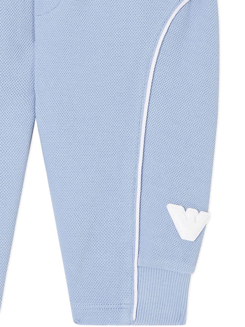 Pantaloni sportivi per neonato Emporio Armani Kids azzurro con logo aquila sul davanti - Image 4