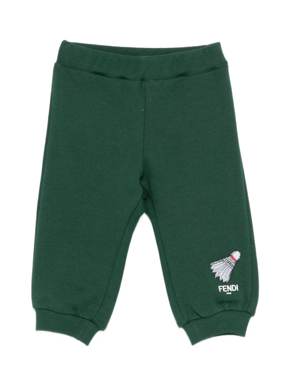 Pantaloni sportivi per neonato Fendi Kids verdi con ricamo volano