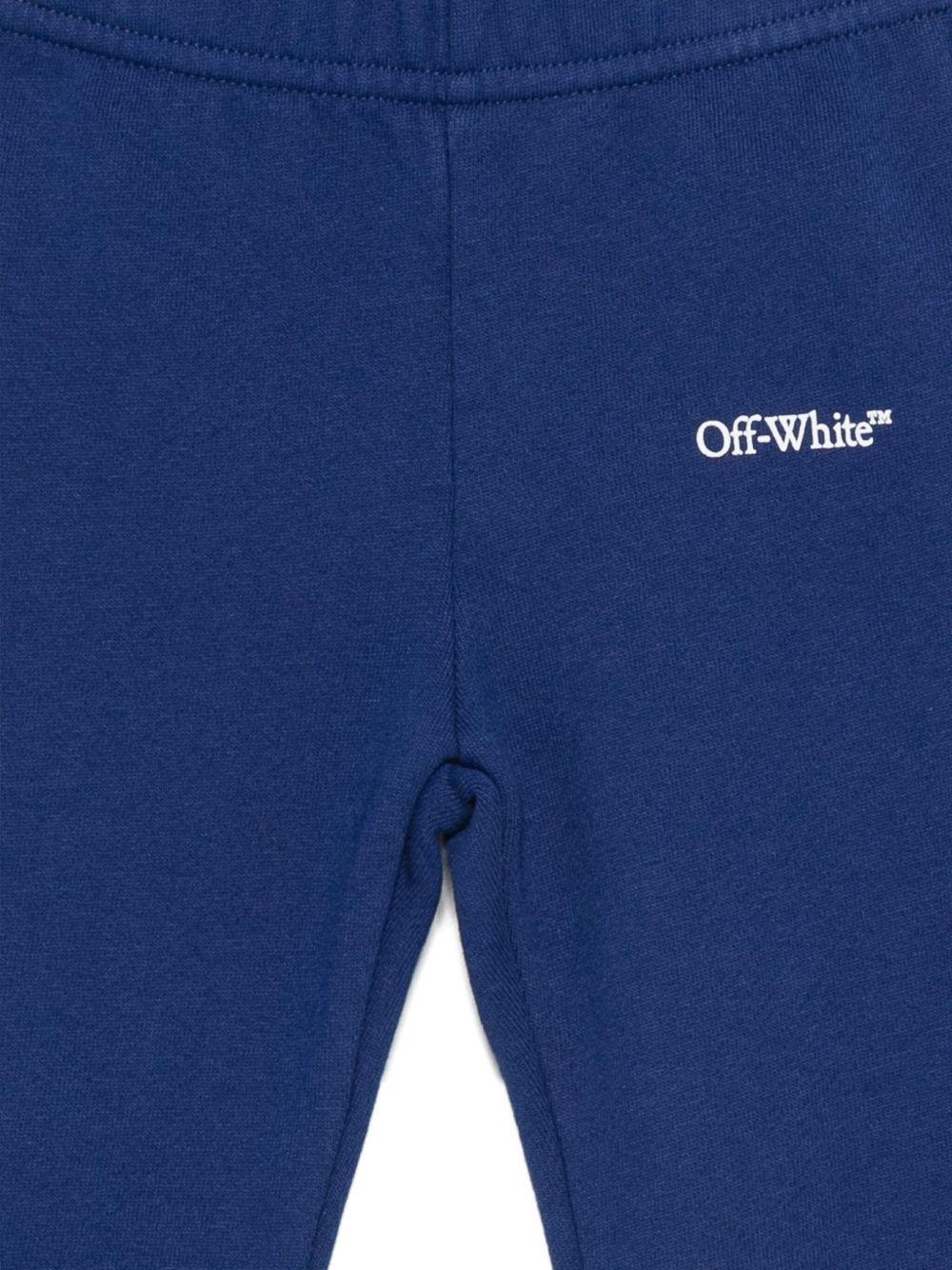 Pantaloni sportivi per neonato Off-White Kids blu con logo stampato e orli elasticizzati - Image 2
