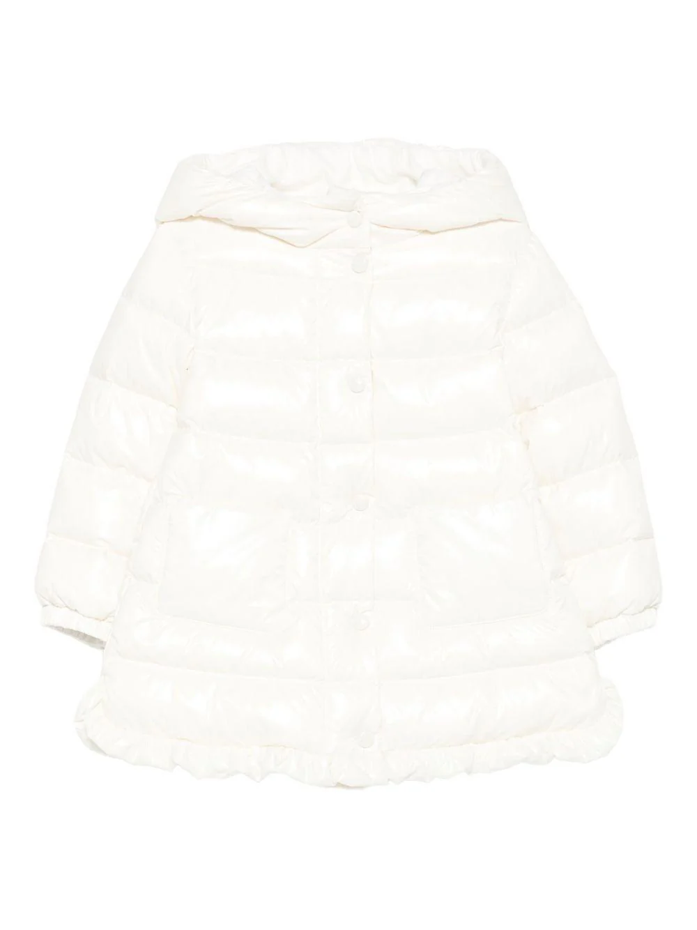 Parka per neonata Moncler Enfant bianco con ruches