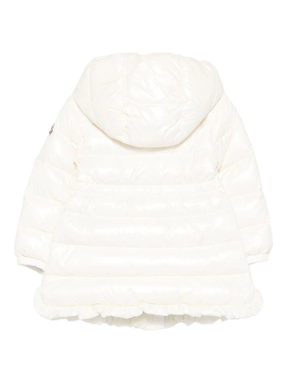 Parka per neonata Moncler Enfant bianco con ruches - Image 2
