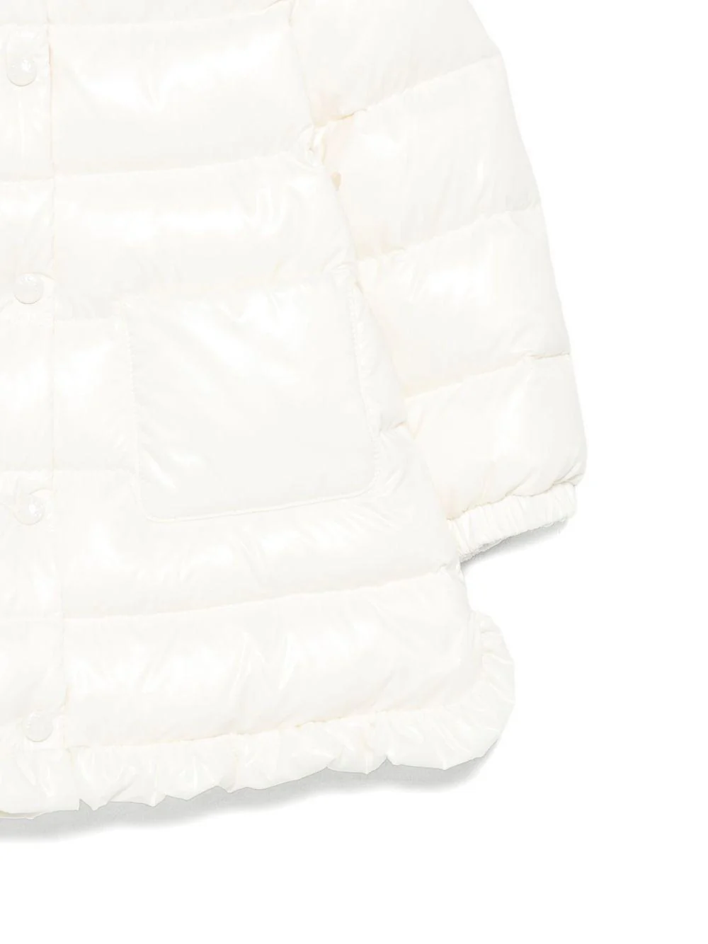 Parka per neonata Moncler Enfant bianco con ruches - Image 3