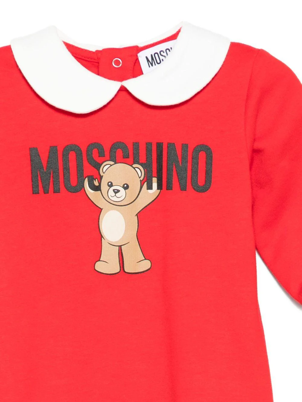 Pigiama per neonati Moschino Kids rosso con stampa Teddy e colletto alla Peter Pan - Image 5