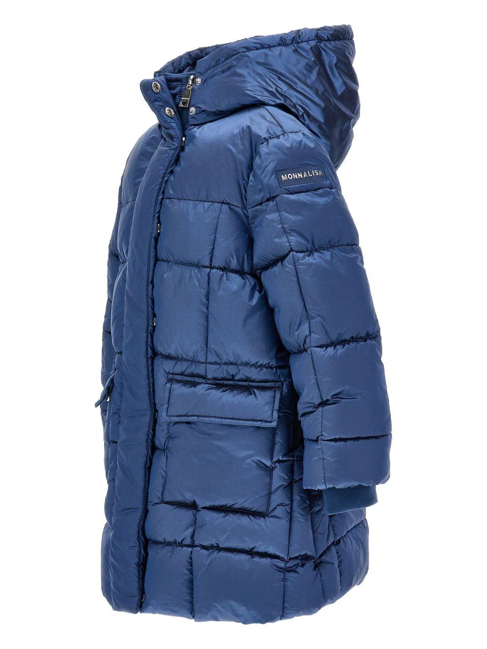 Piumino imbottito per bambina Monnalisa blu con cappuccio - Image 4