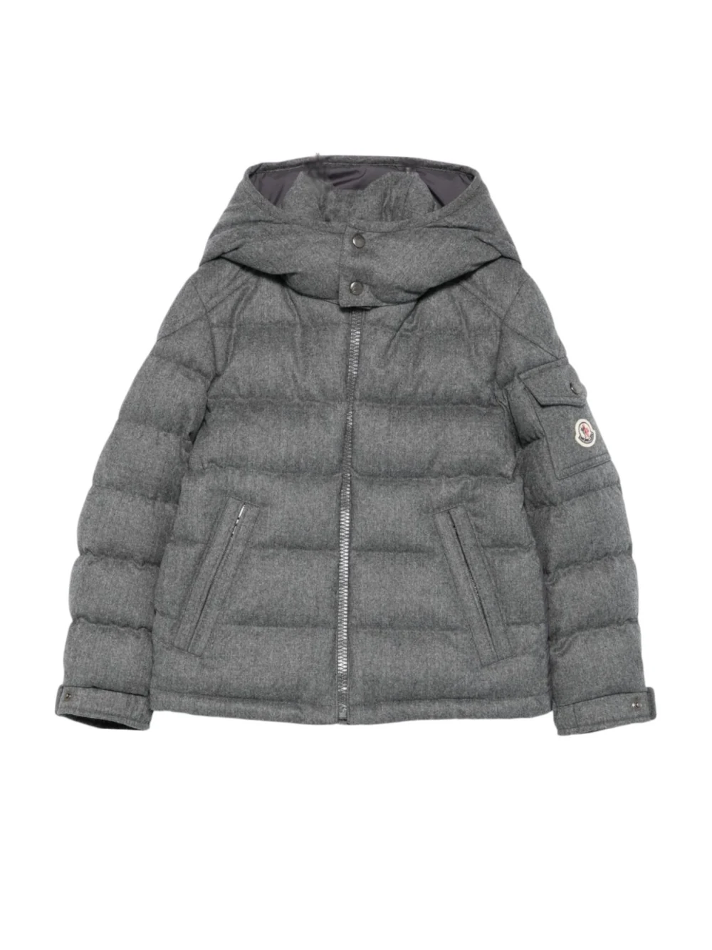 Piumino Montgenevre per bambini Moncler Enfant grigio con cappuccio