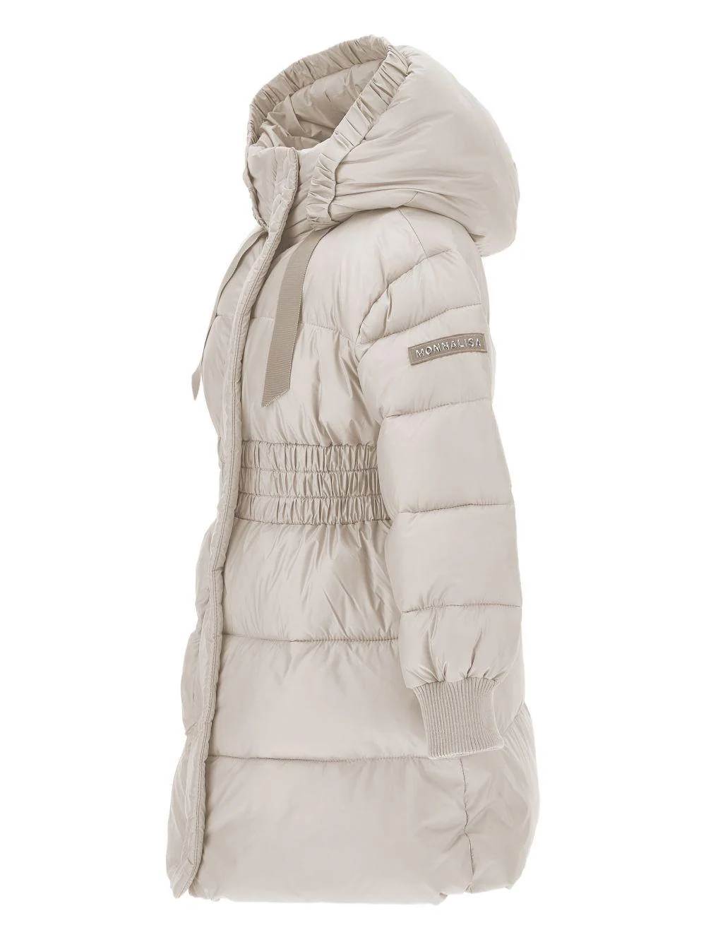 Piumino per bambina Monnalisa beige con cappuccio - Image 2