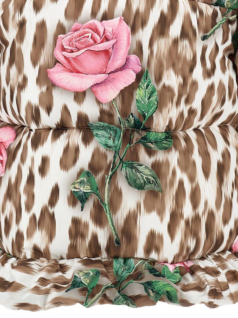 Piumino per bambina Monnalisa marrone a fiori con stampa leopardata - Image 3