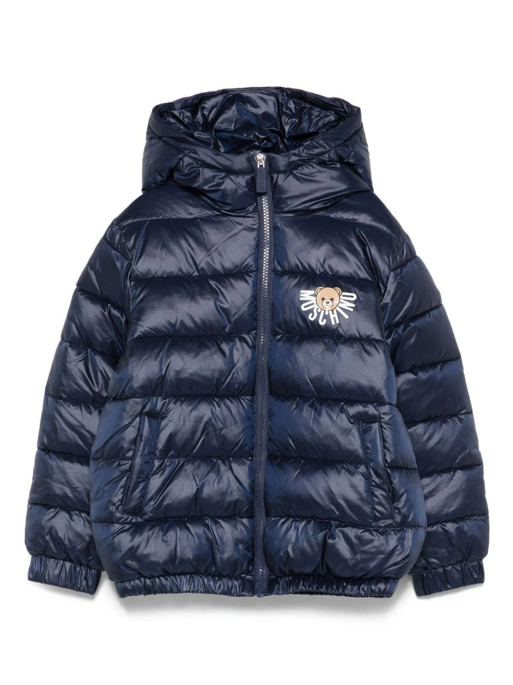 Piumino per bambini Moschino Kids blu con dettaglio logo