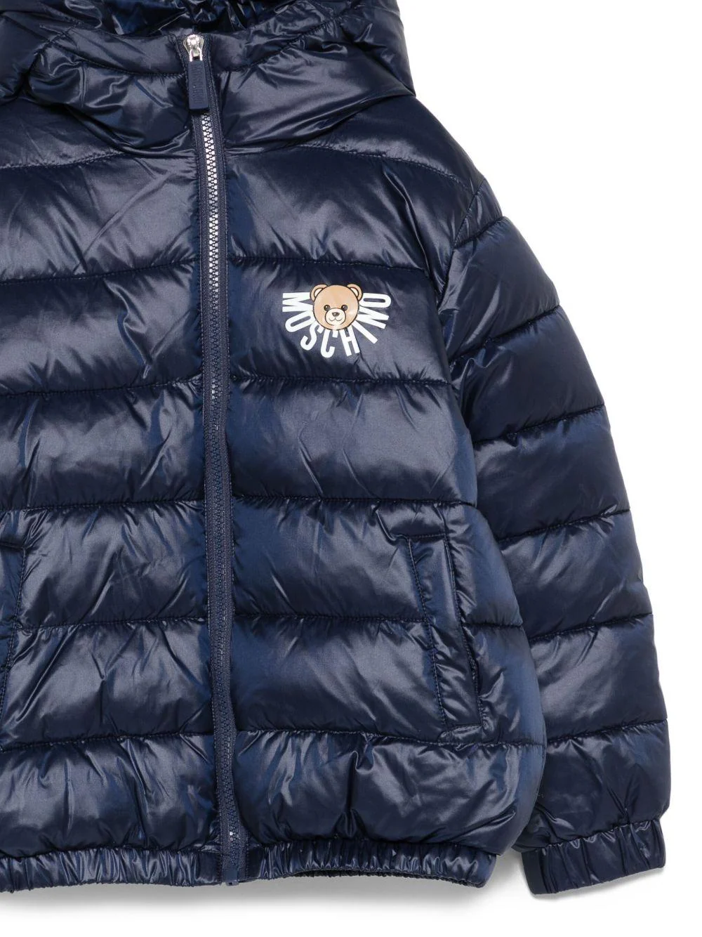 Piumino per bambini Moschino Kids blu con dettaglio logo - Image 3