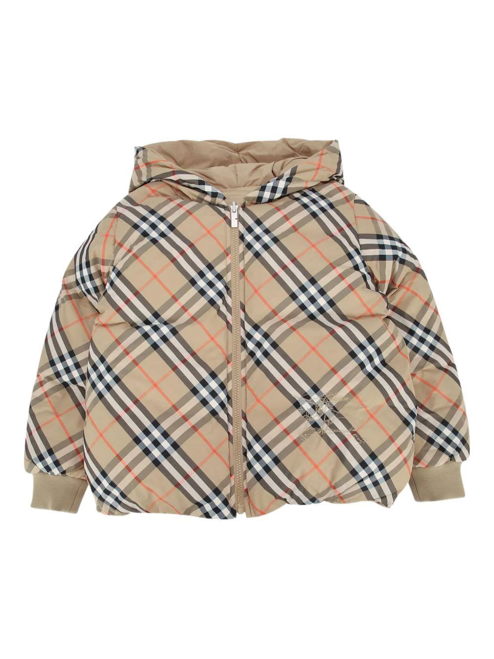 Piumino per bambino Burberry Kids beige con motivo a quadri
