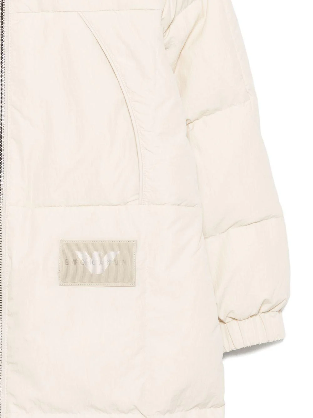 Piumino per bambino Emporio Armani Kids beige con cappuccio - Image 2