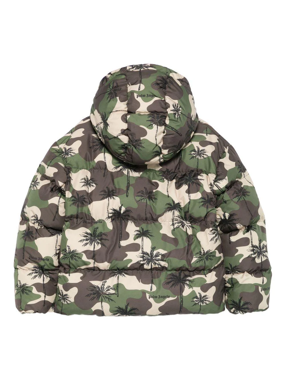 Piumino per bambino Palm Angels Kids verde con stampa camouflage - Image 2
