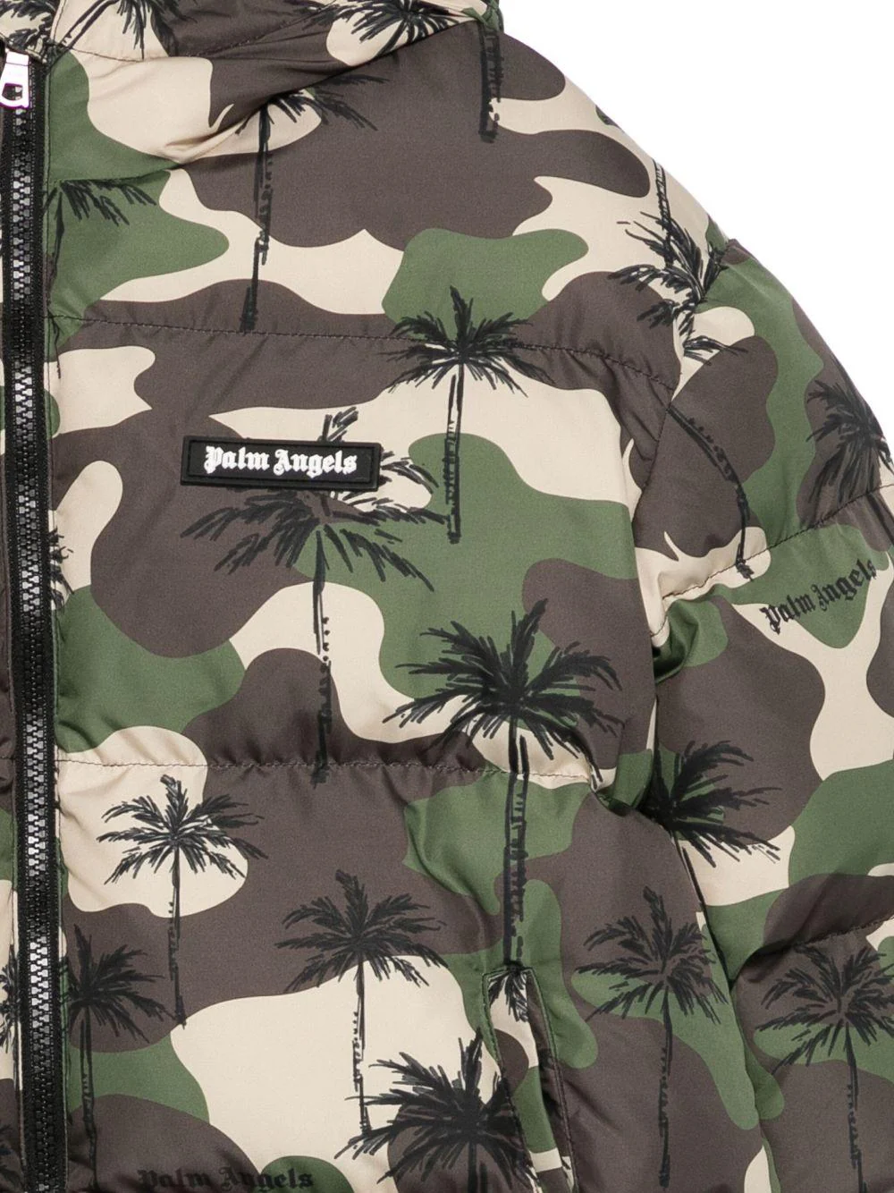 Piumino per bambino Palm Angels Kids verde con stampa camouflage - Image 3