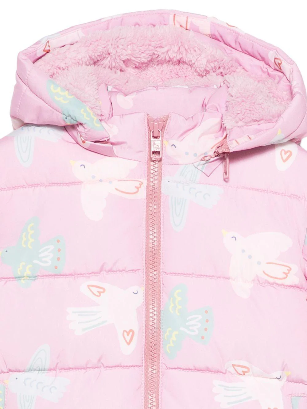 Piumino per neonata Stella McCartney Kids rosa con stampa uccelli - Image 3