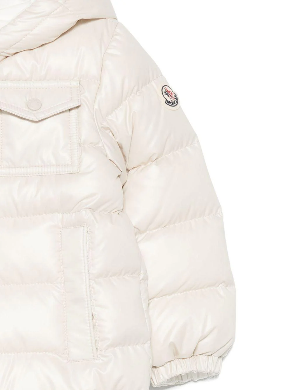 Piumino per neonati Moncler Enfant bianco con cappuccio - Image 3